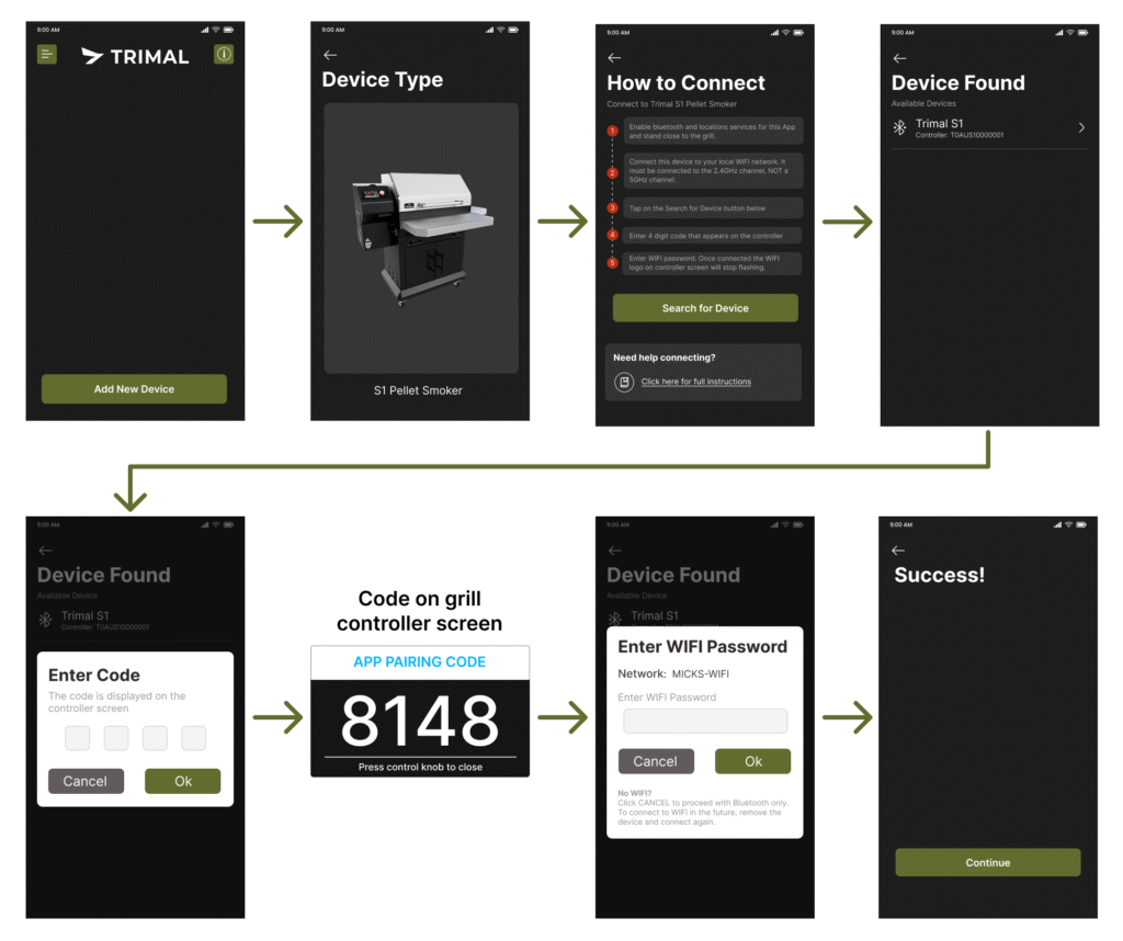 Trimal Aus App connect new device step by step process