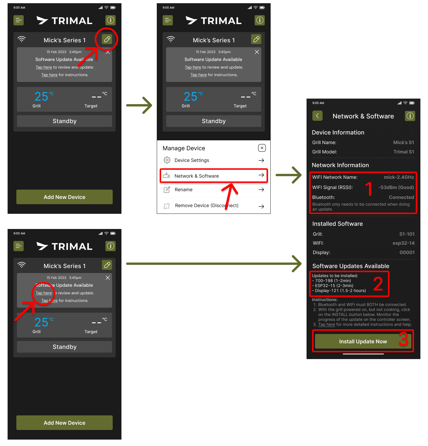 Trimal S1 controller software update process