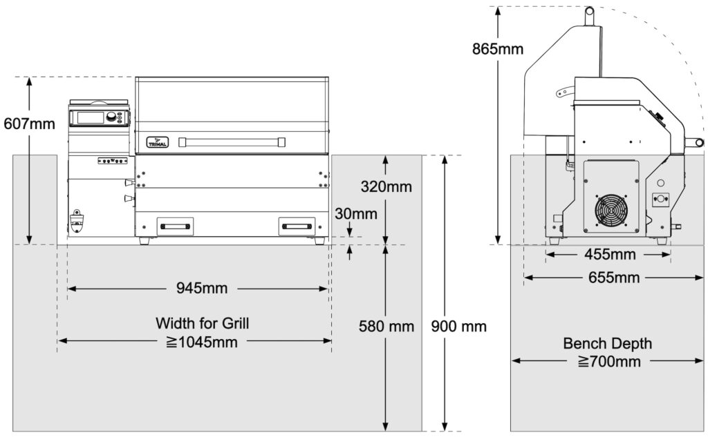 Benchtop Feet Built In Dimensions